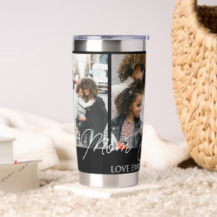 Black Custom 4 Photos Collage Best Mom Ever Insulated Tumbler