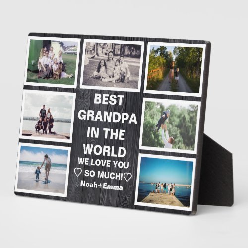 Black Custom 7 Picture Best Grandpa In The World Plaque