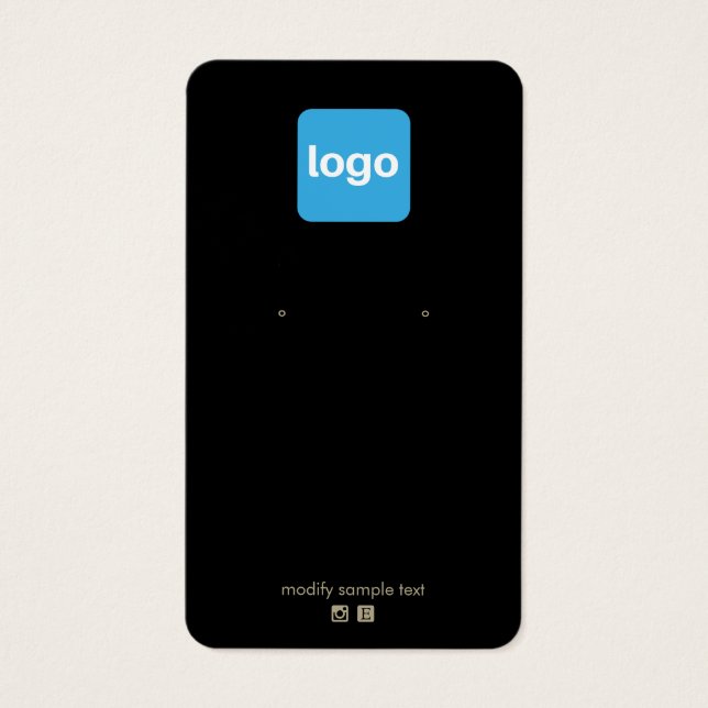 Black Custom Add Logo Earring Display Card (Front)