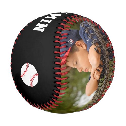 Black Custom Baseball for Kids Name Number Photo  - Black Custom Baseball for Kids Name Number Photo. This custom and personalized baseball is a perfect gift for a baseball player, teammates and coach. Add your photo, team name, your name, your number and year. Great keepsake to remember your favorite sport. 