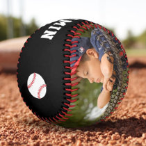 Black Custom Baseball for Kids Name Number Photo