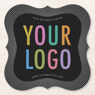 Black Custom Branded Coasters Business Logo Modern