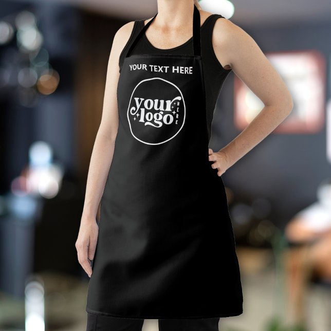 Black Custom Business Apron Logo Text Personalized (Black Custom Business Apron Logo Text Personalized)
