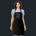 Black Custom Business Apron with Logo Personalized<br><div class="desc">Personalize this all-over-print apron with your own company logo or picture and custom text. The text can be a name, business tagline, website address, social media handle, or other personalized text to express yourself. You can easily customize the front and straps with your own color choice. Available in large, medium,...</div>