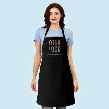 Black Custom Business Apron With Logo Personalized by MISOOK at Zazzle