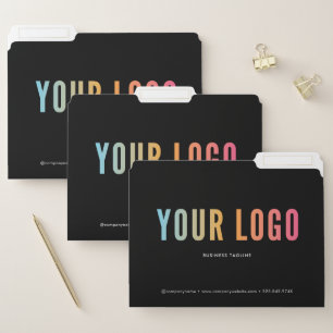 Black Custom Business File Folders with Logo