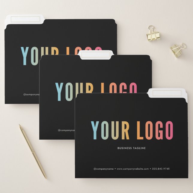 Black Custom Business File Folders with Logo (Set)