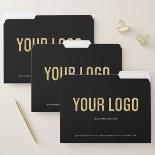 Black Custom Business File Folders with Logo