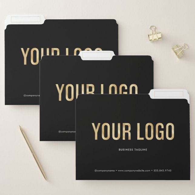 Black Custom Business File Folders with Logo (Set)