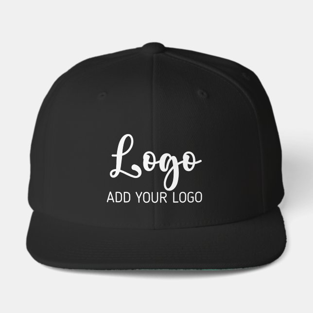 Black Custom Business Logo Classic Snapback Visor (Front)