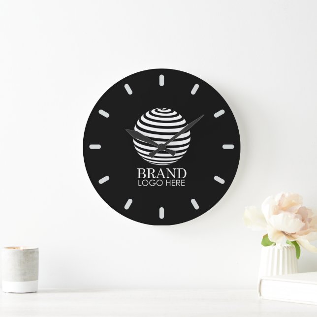 Black Custom Business Logo Company Corporate Large Clock (Home)