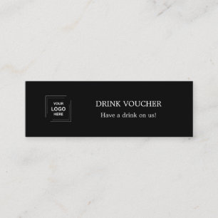 Black Custom Business Logo Corporate Drink Voucher Mini Business Card