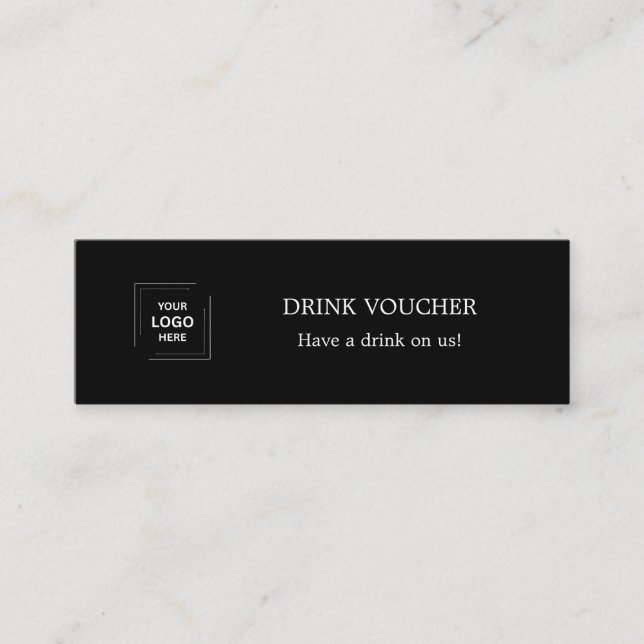 Black Custom Business Logo Corporate Drink Voucher Mini Business Card (Front)