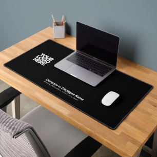 Black   Custom Business Logo Name, Slogan Desk Mat