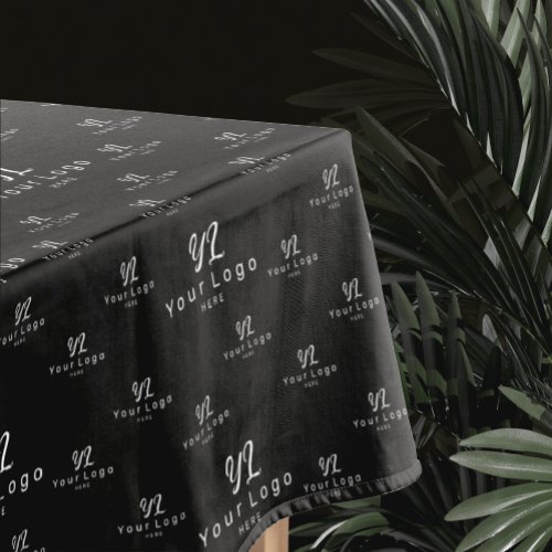 Black Custom Business Logo pattern Branded Cotton Tablecloth