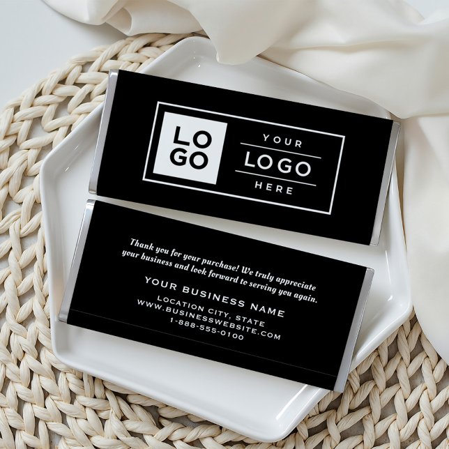 Black Custom Business Logo Promo Hershey Bar Favors (Creator Uploaded)