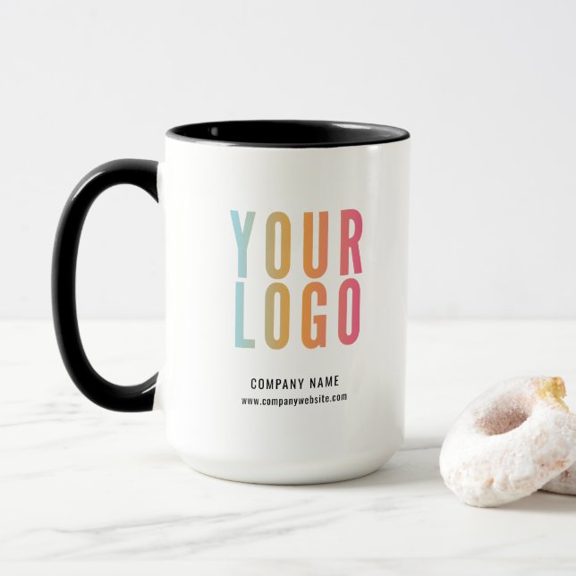 Black Custom Business Logo Promotional Mug (With Donut)