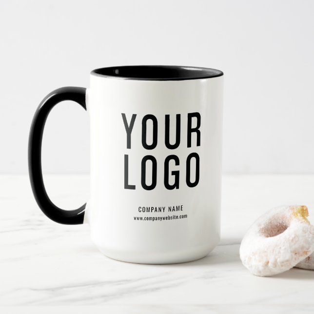 Black Custom Business Logo Promotional Mug (With Donut)