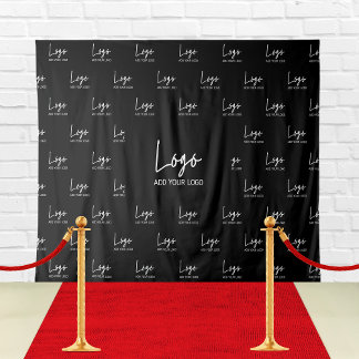 Black Custom Business Logo Step Repeat Backdrop