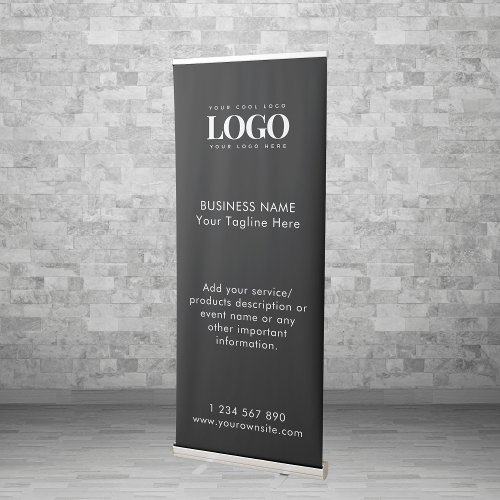 Black Custom Business Logo Text Corporate Company Retractable Banner