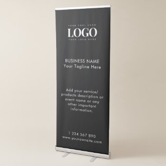 Black Custom Business Logo Text Corporate Company Retractable Banner ...