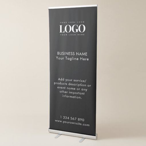 Black Custom Business Logo Text Corporate Company Retractable Banner ...