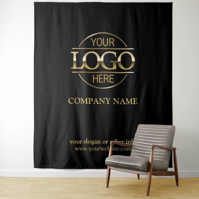 Black Custom Business Logo Trade Show Backdrop (In Situ)