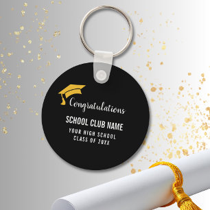 Black Custom Club Graduation Banner Keychain