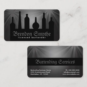 Black Custom Color Bartending Services Bartender Business Card