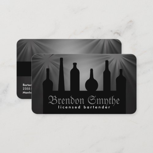 Black Custom Color Bartending Services Bartender Business Card