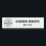 Black Custom Company Logo Employee Name Tag<br><div class="desc">Personalize this black edged name tag with your company logo, employee name and job title. It's available with a magnetic back fastener or with a safety pin back. It's a lightweight name tag - 1 inch x 3 inch. Be sure to select a backing option where it says "Backing Option"...</div>