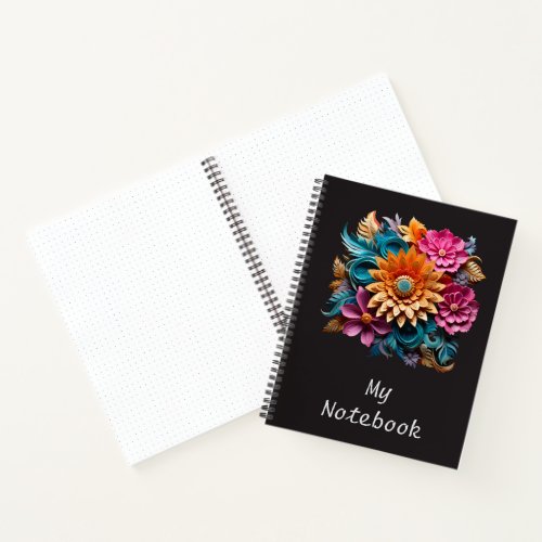 Black Custom Daisy Notebook