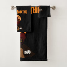 Black Custom Decorative Haunted House Towel Set