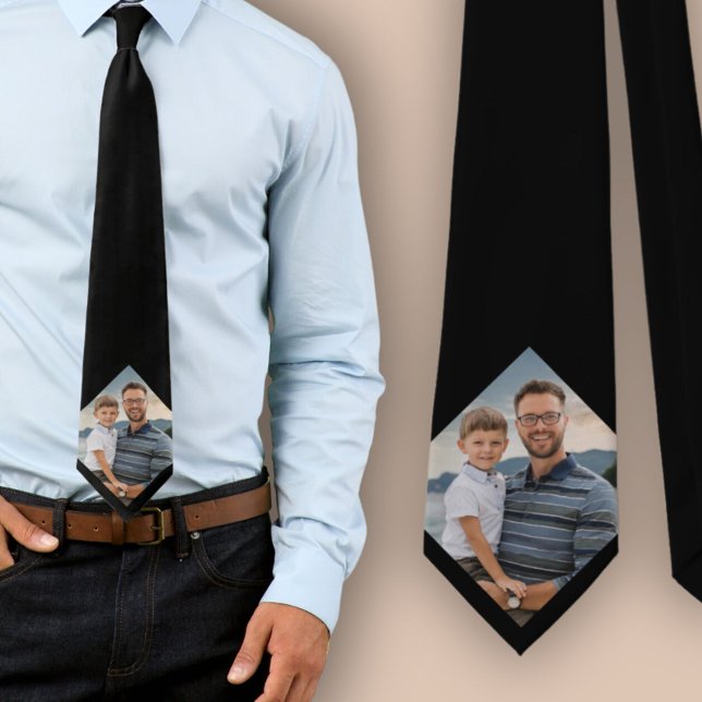Black Custom Family Photo  Neck Tie (Creator Uploaded)