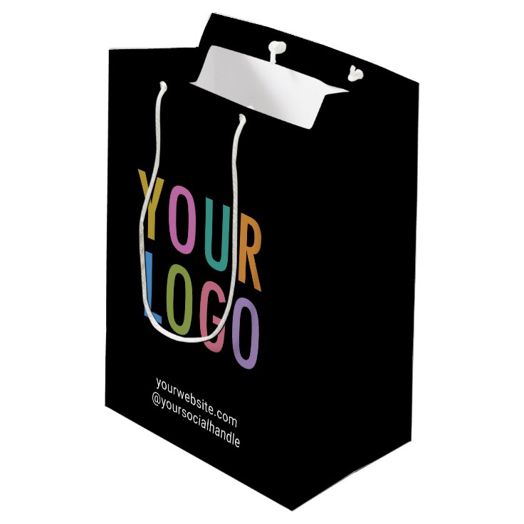 Black Custom Gift Bag Business Company Logo Bulk Zazzle