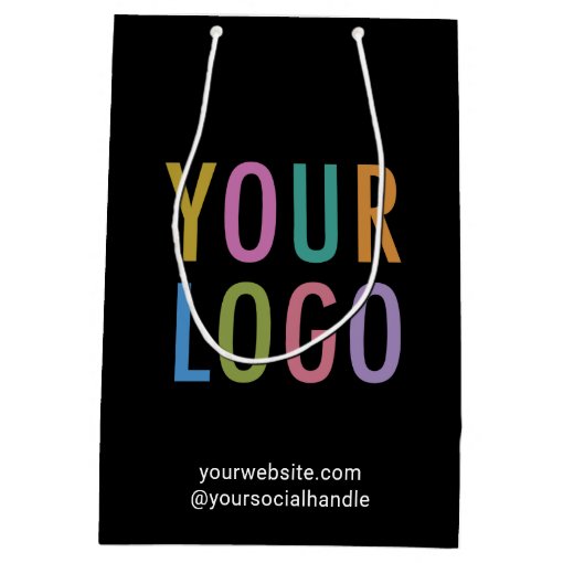 Black Custom Gift Bag Business Company Logo Bulk Zazzle