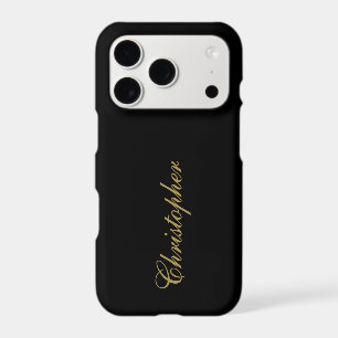 Black Custom Gold Name Calligraphy Minimalist Men iPhone 17 Pro Case