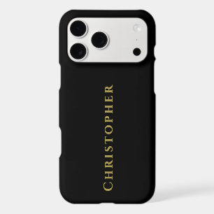 Black Custom Gold Name Elegant Minimalist Men  iPhone 17 Pro Max Case