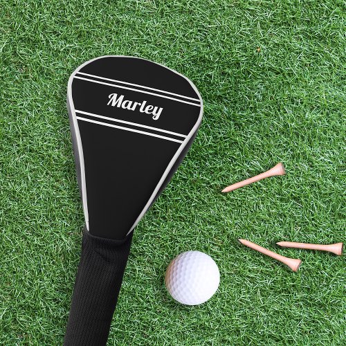 Black Custom Golfer Sports Modern Monogram Trendy Golf Head Cover