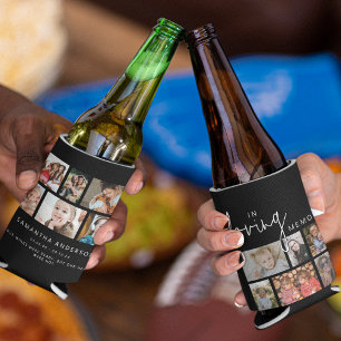 Black Custom In Loving Memory 12 Photo Collage Can Cooler