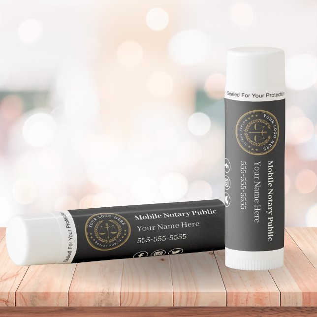 Black Custom Label Professional Notary Logo Lip Balm (Creator Uploaded)