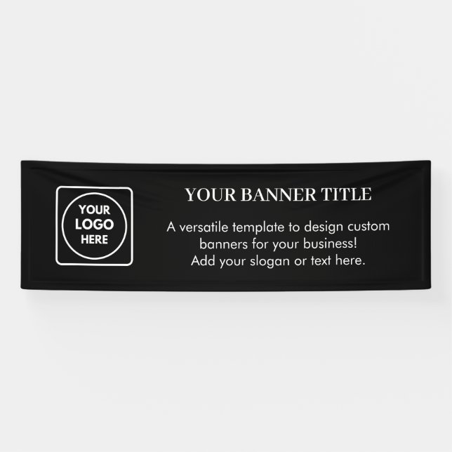 Black Custom Logo Banner | Modern Business Event  (Horizontal)