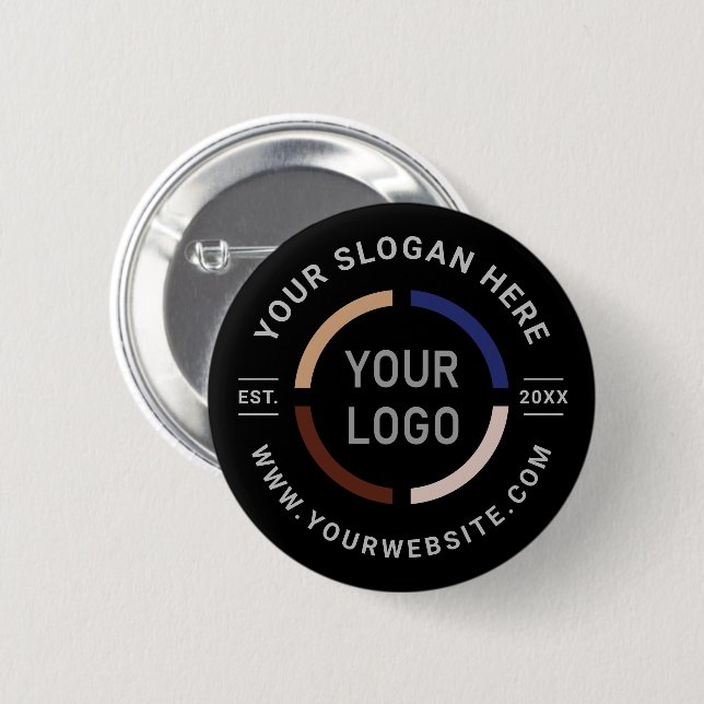 Black custom logo branded promotional button (Front & Back)