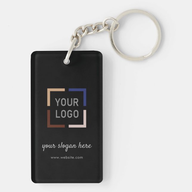Black Custom Logo branded promotional Keychain (Back)
