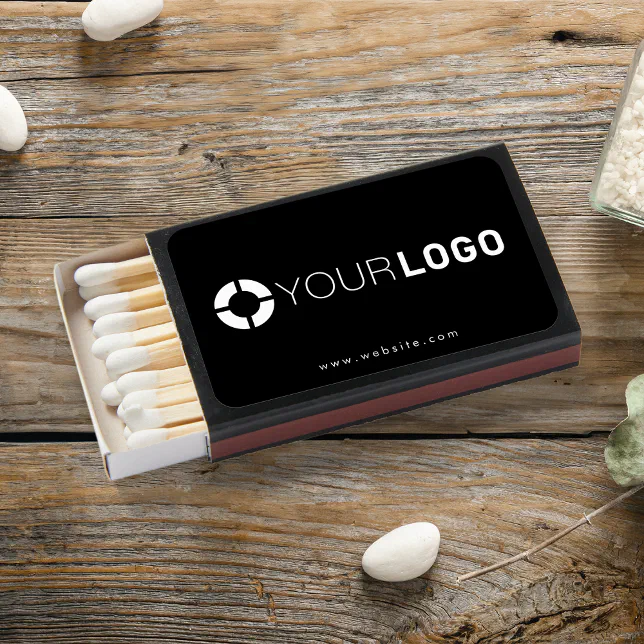 Black Custom Logo branded promotional Matchboxes | Zazzle