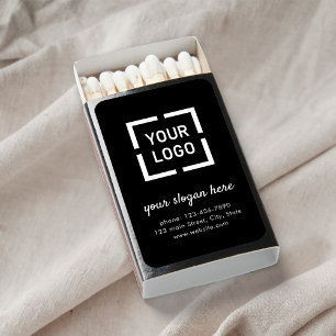 Black Custom Logo branded promotional Matchboxes