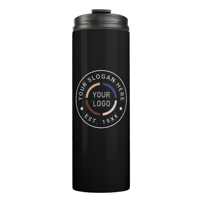 Black custom Logo branded promotional Thermal Tumb Tumbler (Front)