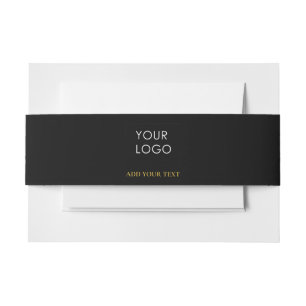 Black Custom Logo Business Company Invitation Belly Band