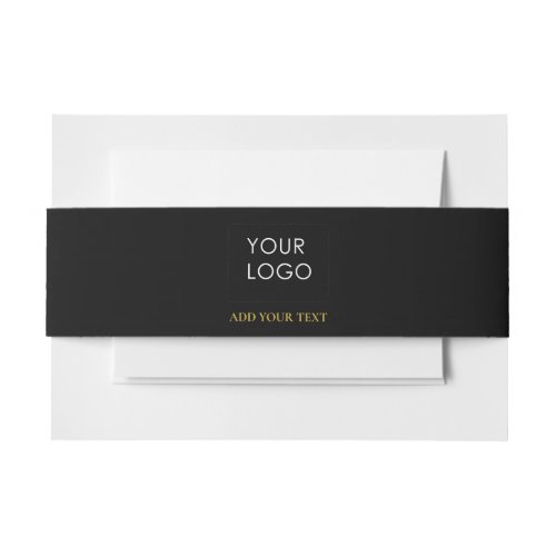 Black Custom Logo Business Company  Invitation Belly Band