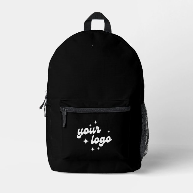 Black Custom Logo Business Travel Printed Backpack (Front)